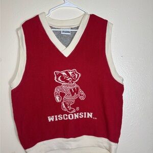 Red Wisconsin V-Neck Sweater Vest